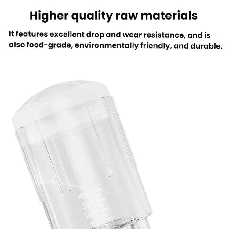 White clear scalp applicator bottle with side measurement markings and prong base