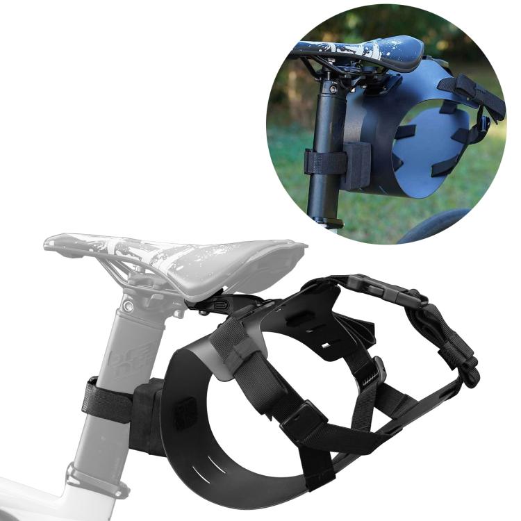 Bike saddle bag quick-release mount with adjustable black straps for MTB or road