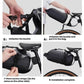 Bike saddle bag holder unfastening and bag removal shown with quick-release clips