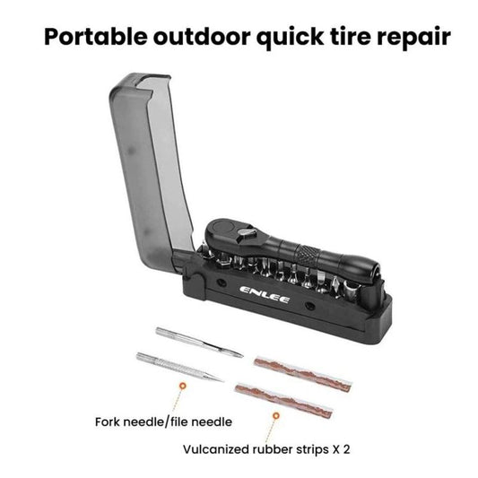 ENLEE EN59 19pcs Bike Ratchet Wrench Set Portable Multifunctional Bicycle Repair Tool Kit, EN59 19pcs