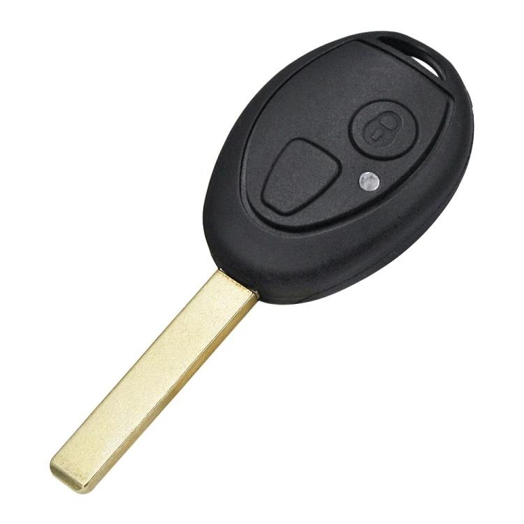 Black 2-button key fob case with gold key blade, rounded design