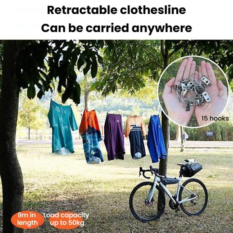 ENLEE YY-E1 9m Outdoor Portable Retractable Clothesline Multifunctional Camping Clothes Hanging Rope