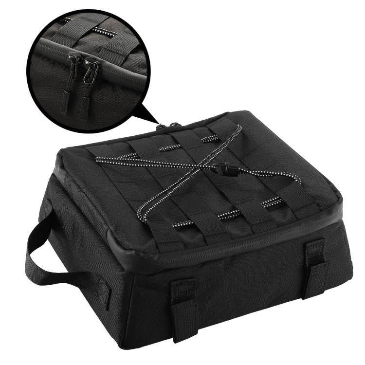 Black rectangular waterproof motorcycle trunk bag with side carry strap