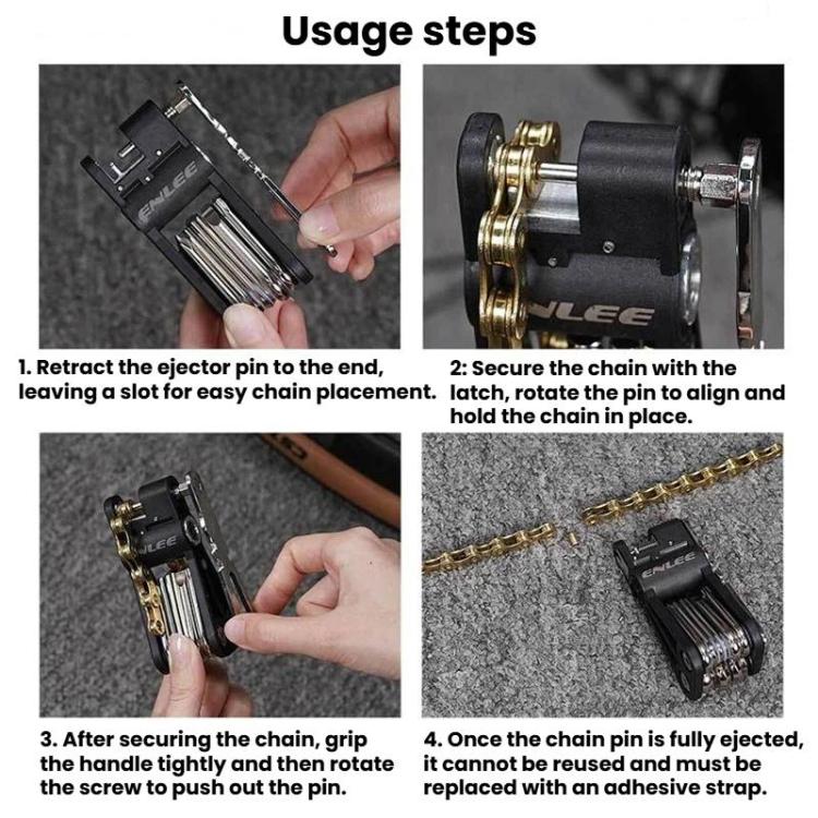 ENLEE bike chain repair tool for ejecting and inserting chain pins