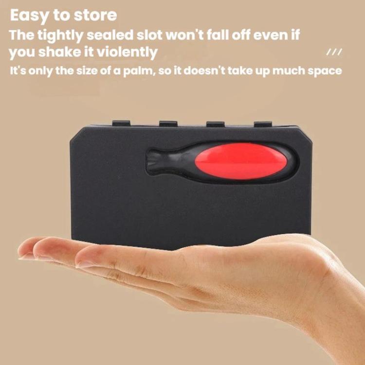 Compact screwdriver bit socket set case with red thumb latch for easy storage