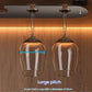Under-cabinet wine glass holder rack with two hanging stemware slots