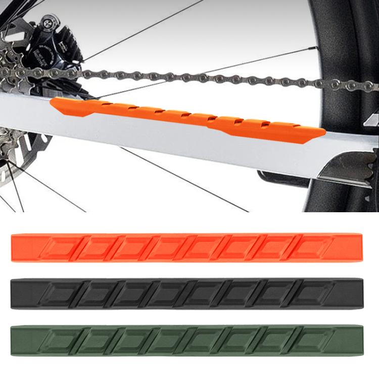 Bike chain anti-scratch TPU protector strip set, orange, black, and green segments