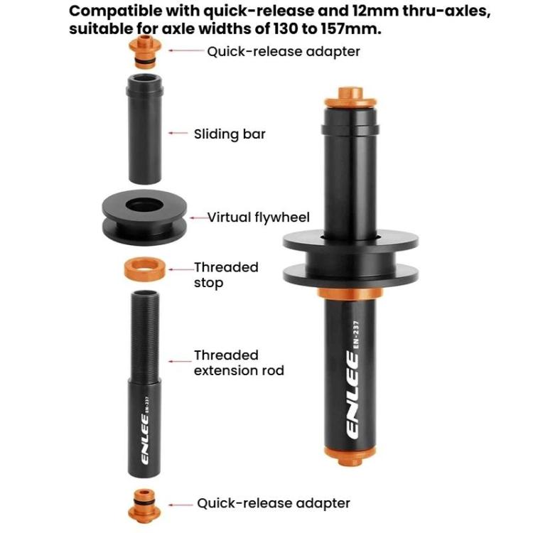Chain keeper kit parts, black sliding bar and orange quick-release adapters for axles