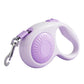 Automatic retractable dog leash, light purple case with purple button and metal hook