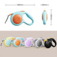 Automatic retractable dog leash shown in several colors with matching retracting handle