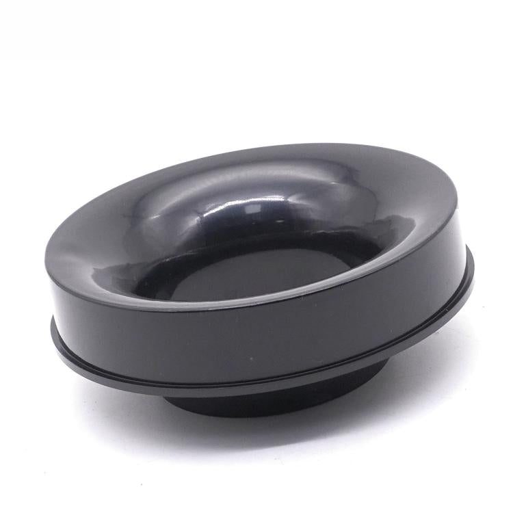 Mushroom-head air filter reducer adapter, black round housing with flared opening