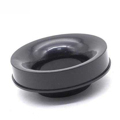 Mushroom-head air filter reducer adapter, black round housing with flared opening