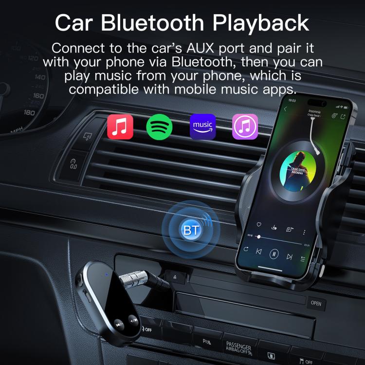 Stereo Bluetooth 5.3 Receiver Hands-Free Wireless Adapter 3.5mm Audio AUX Adapter, BC03