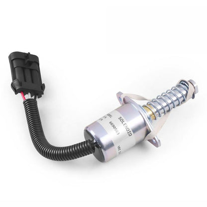 Shutdown solenoid with black wire harness, spring plunger, and electrical connector