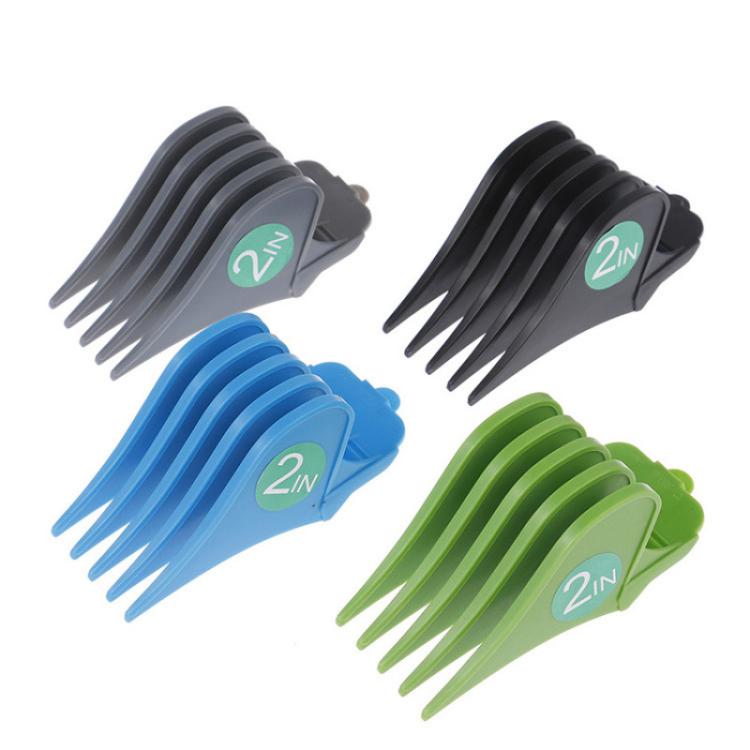 Mixed-color 1in and 2in guide comb set for Wahl trimmers