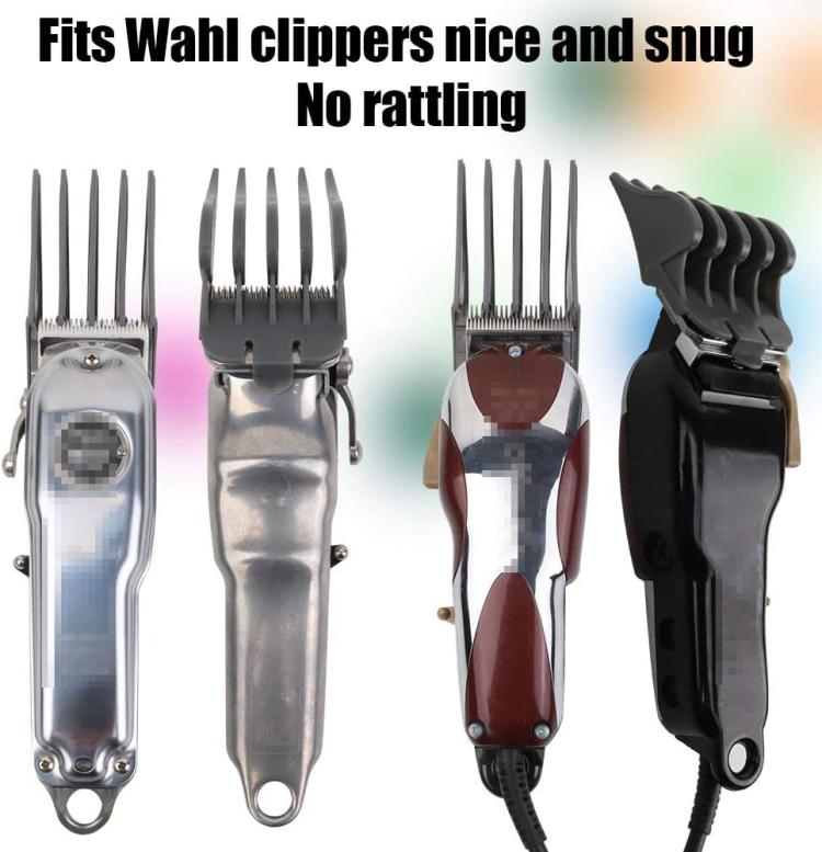 3-in-1 guide comb kit for Wahl clippers, shown with trimmer heads