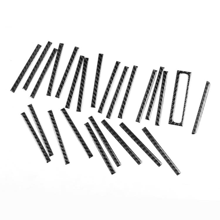 Storage compartment cover sticker pieces, black striped carbon-fiber style strips