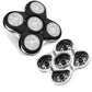 Replacement shaver heads with four shaving foils and exposed inner cutter cartridges