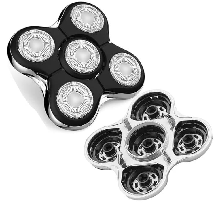 Replacement shaver heads with four shaving foils and exposed inner cutter cartridges