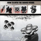 Replacement shaver heads kit shown rinsing in water, with cleaning and access inserts