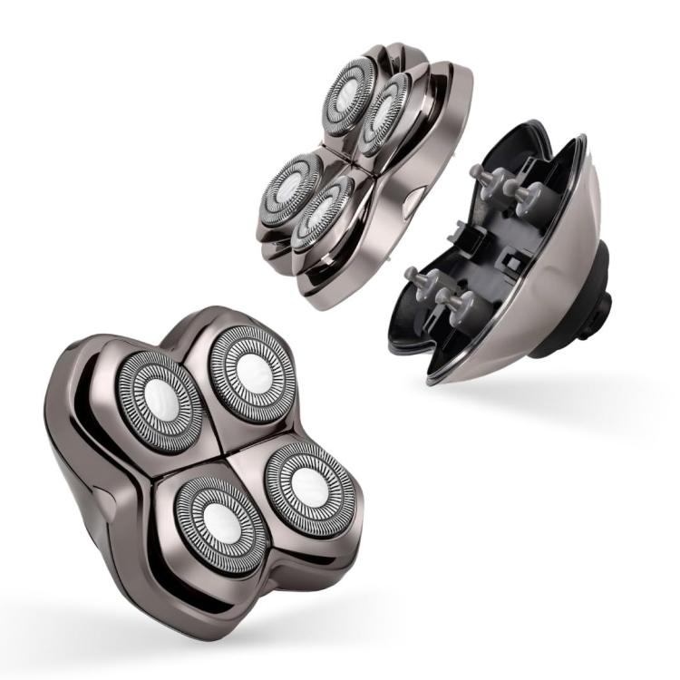 Electric shaver blade head with four circular cutters, back cover shown
