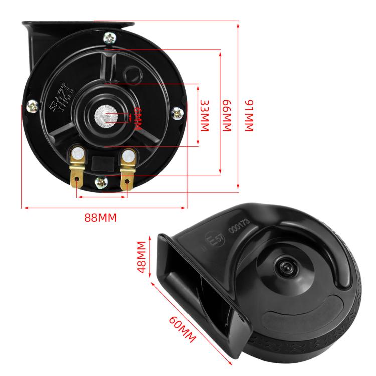 Black square horn speaker unit with mounting plate and electrical terminals