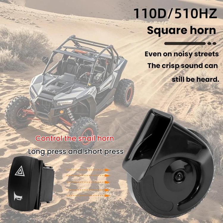ATV square horn with compact turn signal switch module and connecting cables