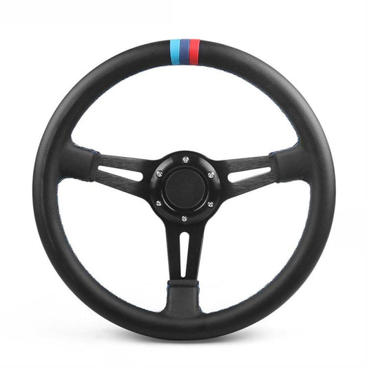 14 inch 350mm Car Steering Wheel Super Microfiber Leather Tri-Color Patchwork Drift Gaming Wheel