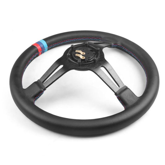 14 inch 350mm Car Steering Wheel Super Microfiber Leather Tri-Color Patchwork Drift Gaming Wheel