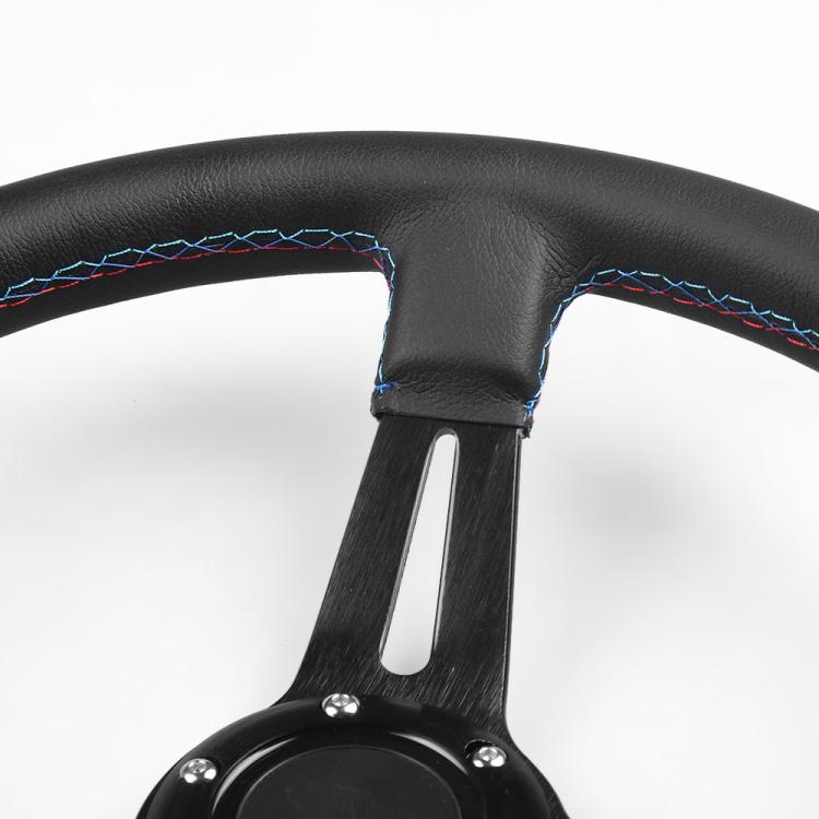 14 inch 350mm Car Steering Wheel Super Microfiber Leather Tri-Color Patchwork Drift Gaming Wheel