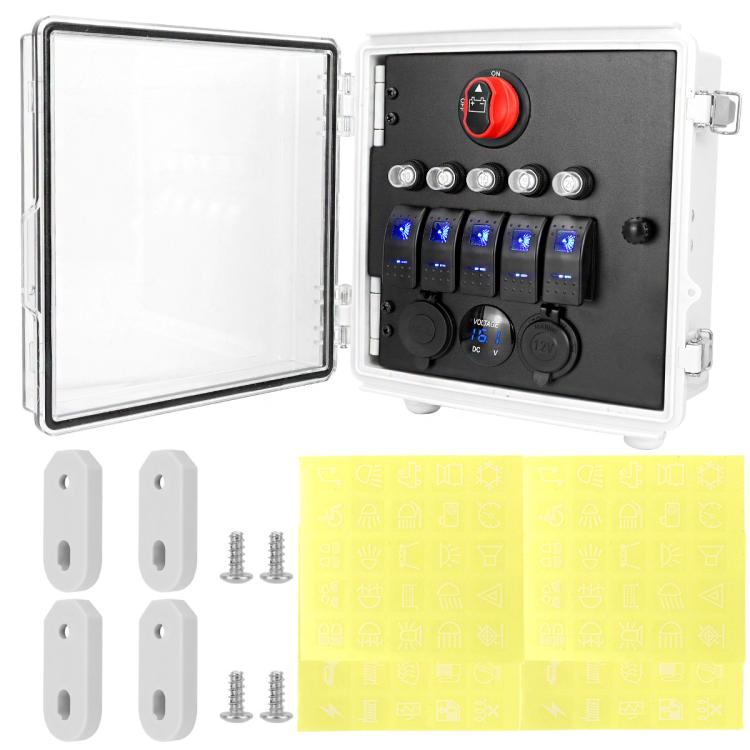 5+3 Position Rocker Switch Power Panel With Waterproof Electrical Box, Model A, Model B