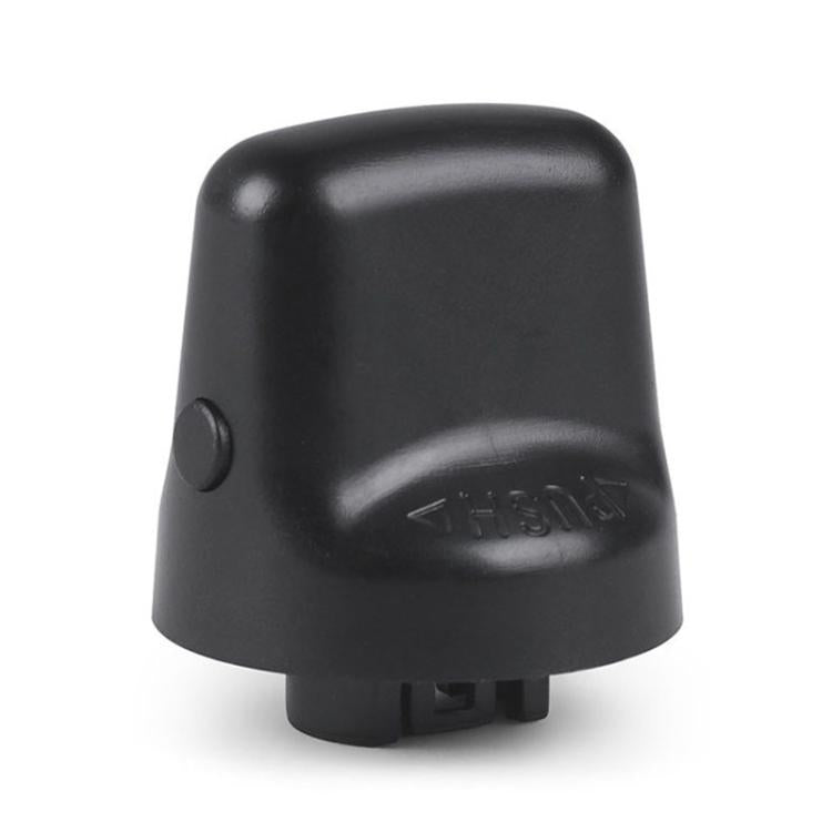 Black keyless ignition switch knob cover with push-button label and base clips