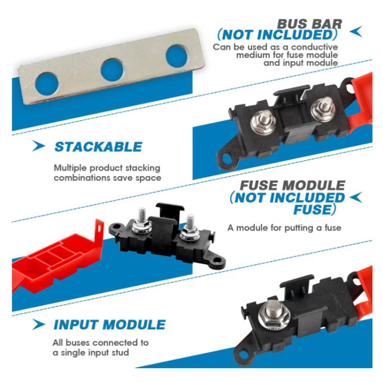 200A Automotive Modification Multi-Output Fork-Type Fuse Holder, 1 Output, 1 Input 1 Output, 1 Input 2 Outputs, 1 Input 3 Outputs, 1 Input 4 Outputs, 1 Input 5 Outputs, 1 Input 6 Outputs