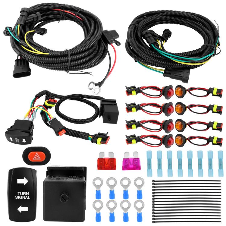 ATV Turn Signal Light Wiring Harness Kit Emergency Switch Flasher Accessories, CP-5532