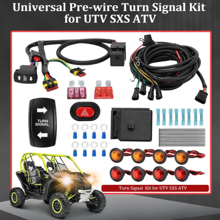 ATV Turn Signal Light Wiring Harness Kit Emergency Switch Flasher Accessories, CP-5532