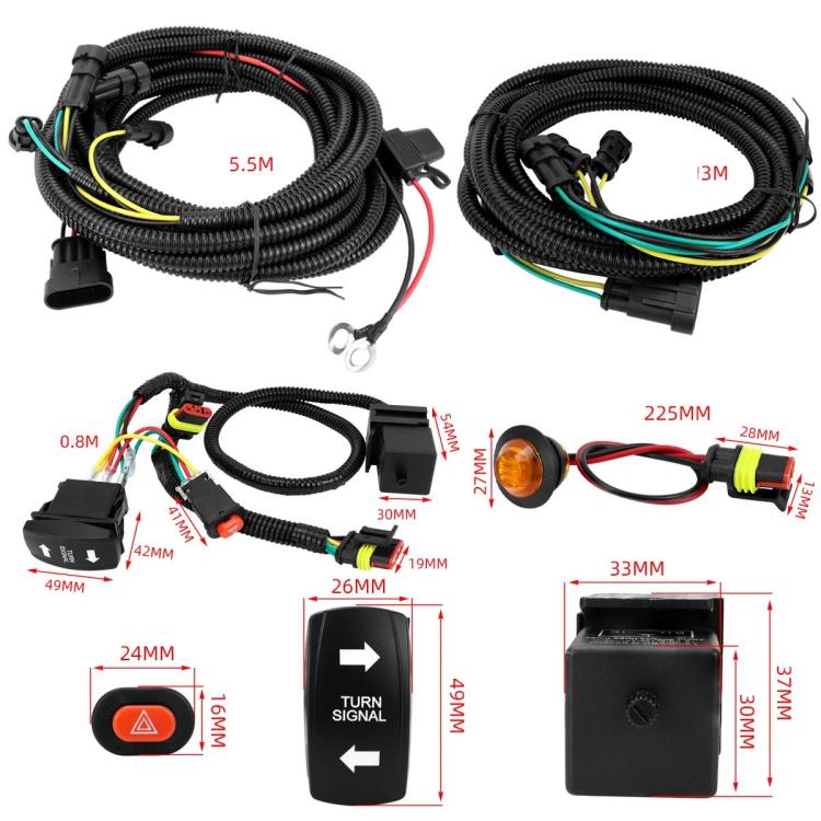 ATV Turn Signal Light Wiring Harness Kit Emergency Switch Flasher Accessories, CP-5532