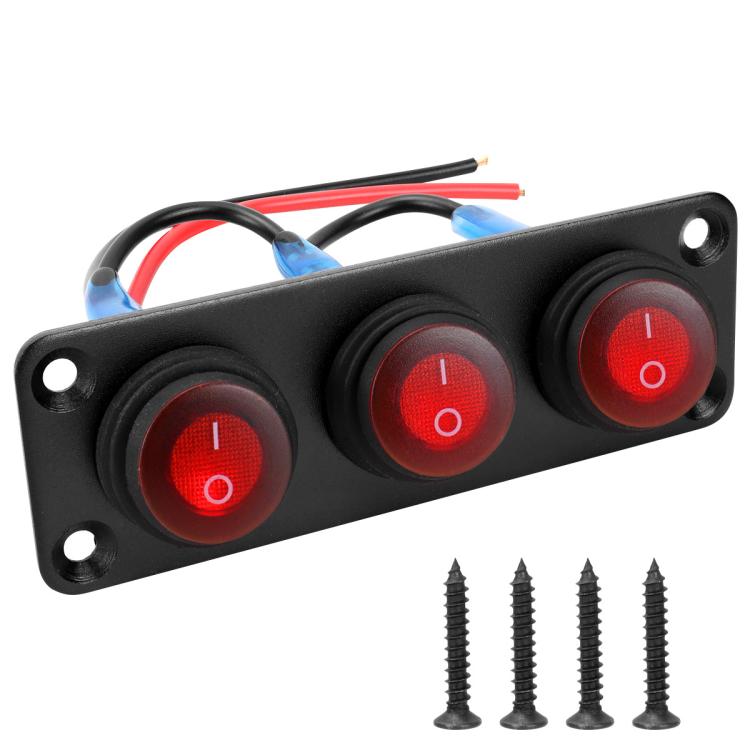 Round Waterproof Marine Panel Switch With LED Light, 1 Button Red, 2 Button Red, 3 Button Red, 4 Button Red, 5 Button Red, 6 Button Red, 1 Button Blue, 2 Button Blue, 3 Button Blue, 4 Button Blue, 5 Button Blue, 6 Button Blue, 1 Button Green           ...