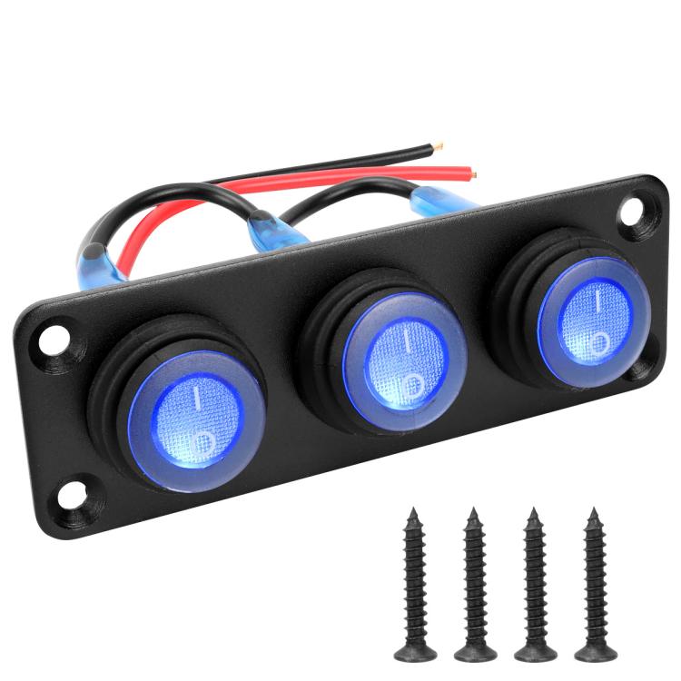 Round Waterproof Marine Panel Switch With LED Light, 1 Button Red, 2 Button Red, 3 Button Red, 4 Button Red, 5 Button Red, 6 Button Red, 1 Button Blue, 2 Button Blue, 3 Button Blue, 4 Button Blue, 5 Button Blue, 6 Button Blue, 1 Button Green           ...