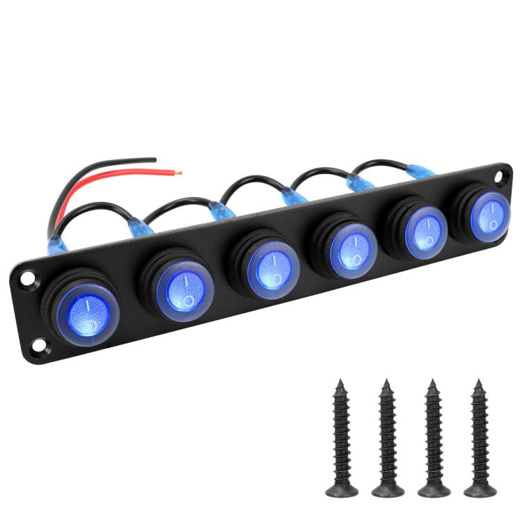 Round Waterproof Marine Panel Switch With LED Light, 1 Button Red, 2 Button Red, 3 Button Red, 4 Button Red, 5 Button Red, 6 Button Red, 1 Button Blue, 2 Button Blue, 3 Button Blue, 4 Button Blue, 5 Button Blue, 6 Button Blue, 1 Button Green           ...
