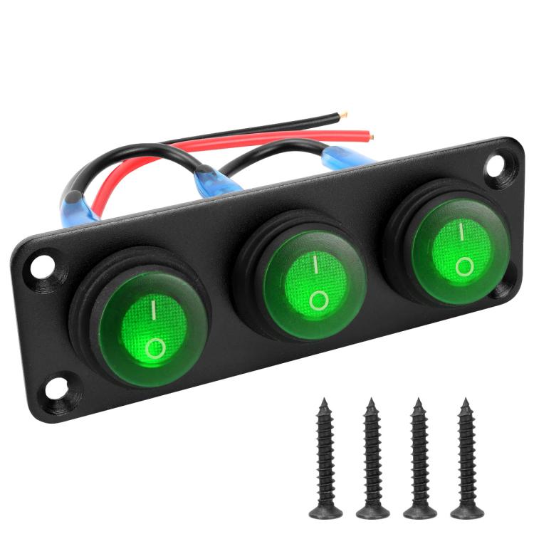 Round Waterproof Marine Panel Switch With LED Light, 1 Button Red, 2 Button Red, 3 Button Red, 4 Button Red, 5 Button Red, 6 Button Red, 1 Button Blue, 2 Button Blue, 3 Button Blue, 4 Button Blue, 5 Button Blue, 6 Button Blue, 1 Button Green           ...