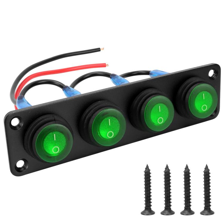 Round Waterproof Marine Panel Switch With LED Light, 1 Button Red, 2 Button Red, 3 Button Red, 4 Button Red, 5 Button Red, 6 Button Red, 1 Button Blue, 2 Button Blue, 3 Button Blue, 4 Button Blue, 5 Button Blue, 6 Button Blue, 1 Button Green           ...
