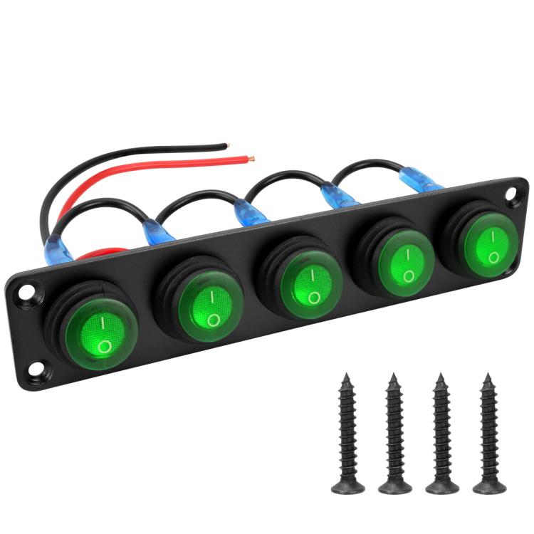 Round Waterproof Marine Panel Switch With LED Light, 1 Button Red, 2 Button Red, 3 Button Red, 4 Button Red, 5 Button Red, 6 Button Red, 1 Button Blue, 2 Button Blue, 3 Button Blue, 4 Button Blue, 5 Button Blue, 6 Button Blue, 1 Button Green           ...
