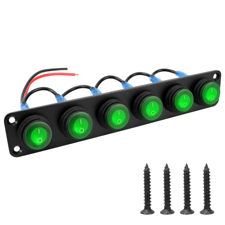 Round Waterproof Marine Panel Switch With LED Light, 1 Button Red, 2 Button Red, 3 Button Red, 4 Button Red, 5 Button Red, 6 Button Red, 1 Button Blue, 2 Button Blue, 3 Button Blue, 4 Button Blue, 5 Button Blue, 6 Button Blue, 1 Button Green           ...