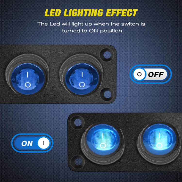 Round Waterproof Marine Panel Switch With LED Light, 1 Button Red, 2 Button Red, 3 Button Red, 4 Button Red, 5 Button Red, 6 Button Red, 1 Button Blue, 2 Button Blue, 3 Button Blue, 4 Button Blue, 5 Button Blue, 6 Button Blue, 1 Button Green           ...