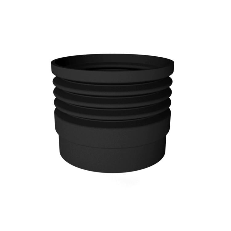 Black ribbed silicone bean hopper for coffee grinder, open top