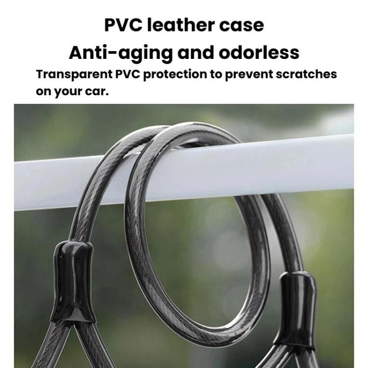 Protective PVC-covered steel cable lock with looped cable and black lock heads