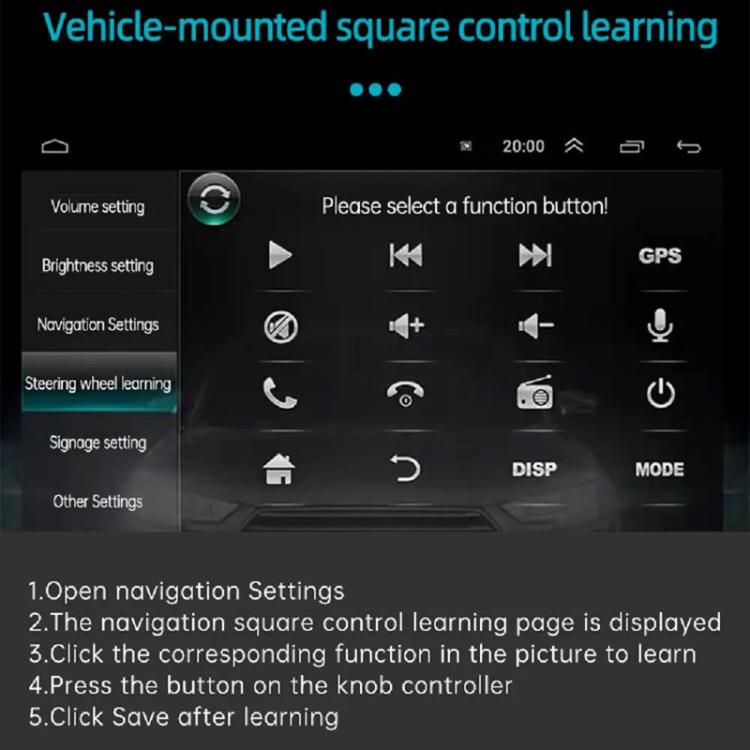 Car Multi-Function Steering Wheel Control Buttons/Handle, Specifically For Android Large Screens, A3001 White Backlight, A3001 Blue Backlight