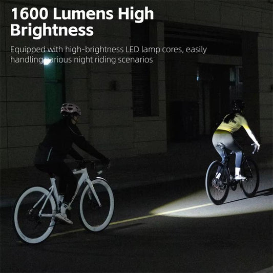 Bicycle front headlight projecting a bright road beam