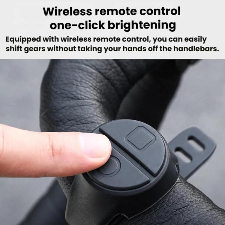 Black bicycle front headlight with wireless remote control button