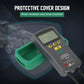 Brake fluid tester with LCD display and green protective cover positioned over device